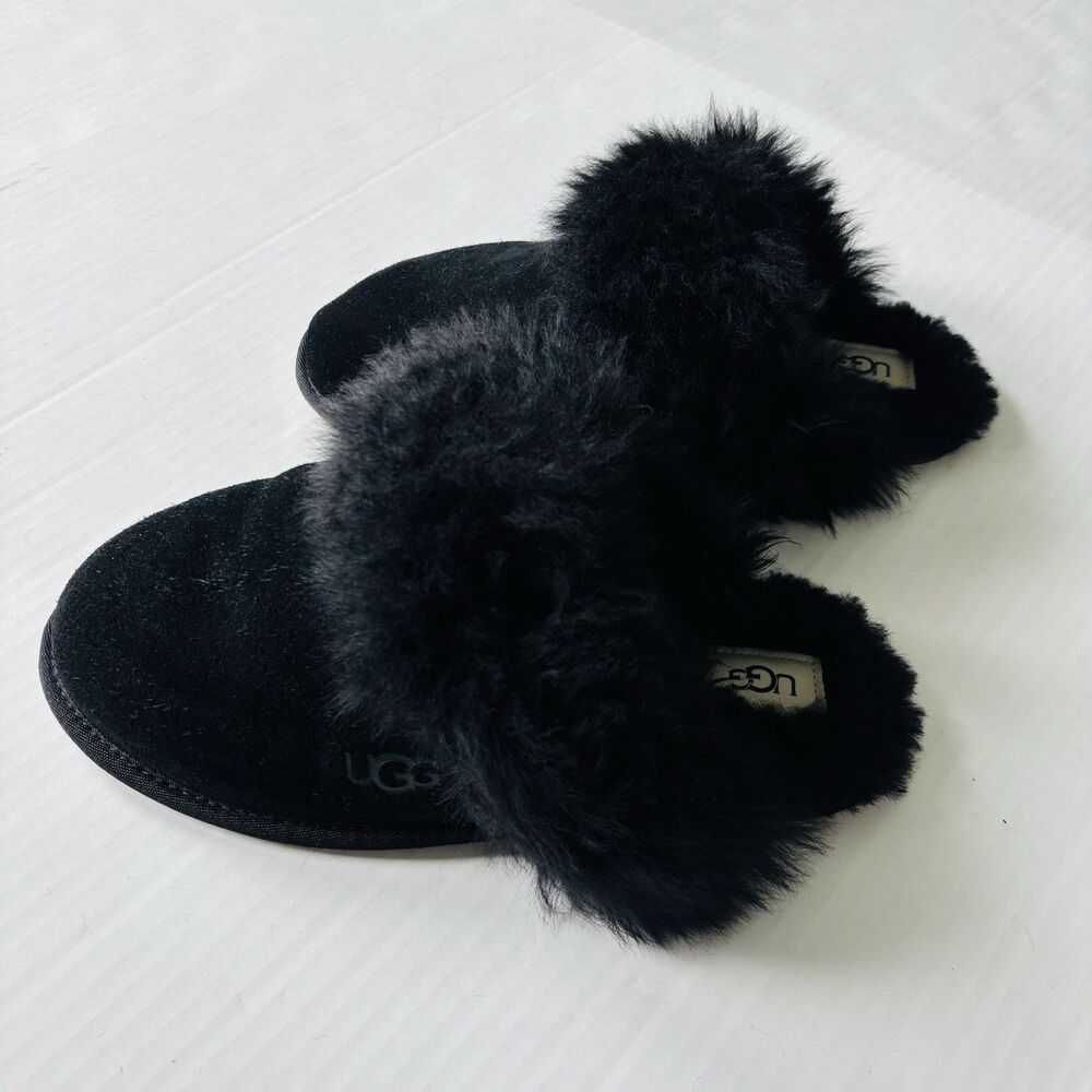 UGG Women's Scuff Sis Slipper Suede Fluffy Sheepskin Mules Womens 10 House Shoes